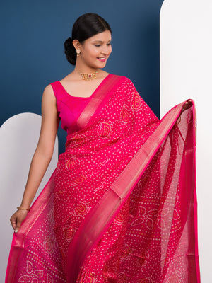 Cotton silk Ajrakh style Saree under 1000