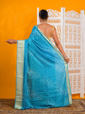 Silk Bandhani Style With Zari border Saree under 1500