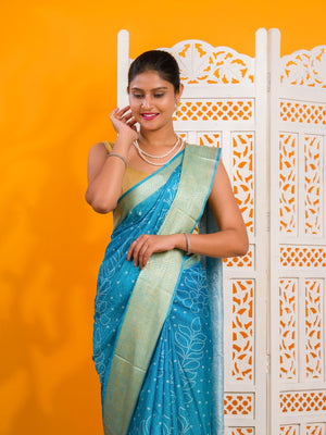 Silk Bandhani Style With Zari border Saree under 1500