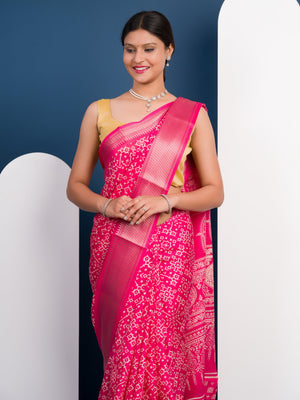 Cotton silk Ajrakh style Saree under 1000