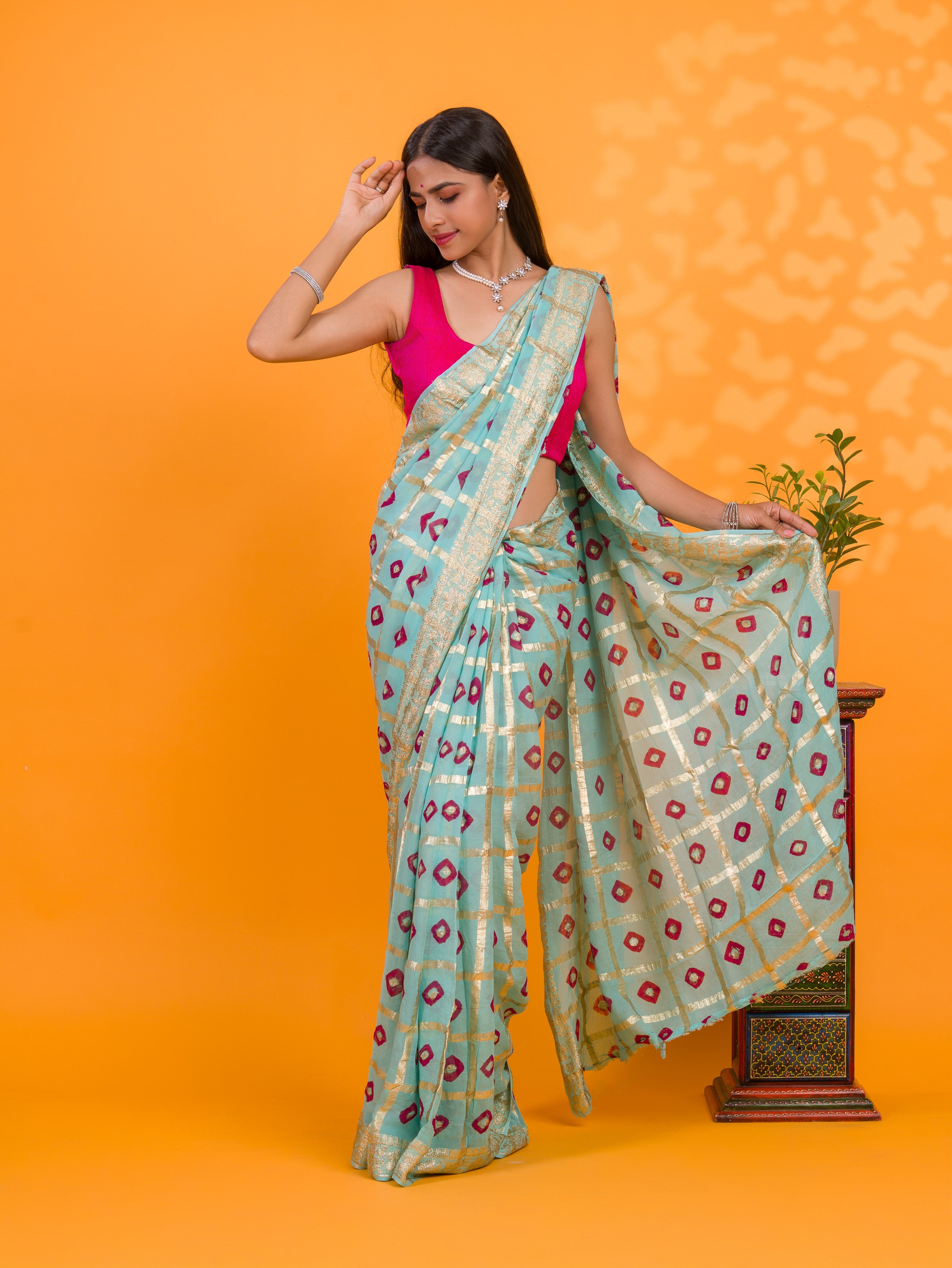 Tanmira Elegant Georgette Casual Saree with Zari Weaving CHAND