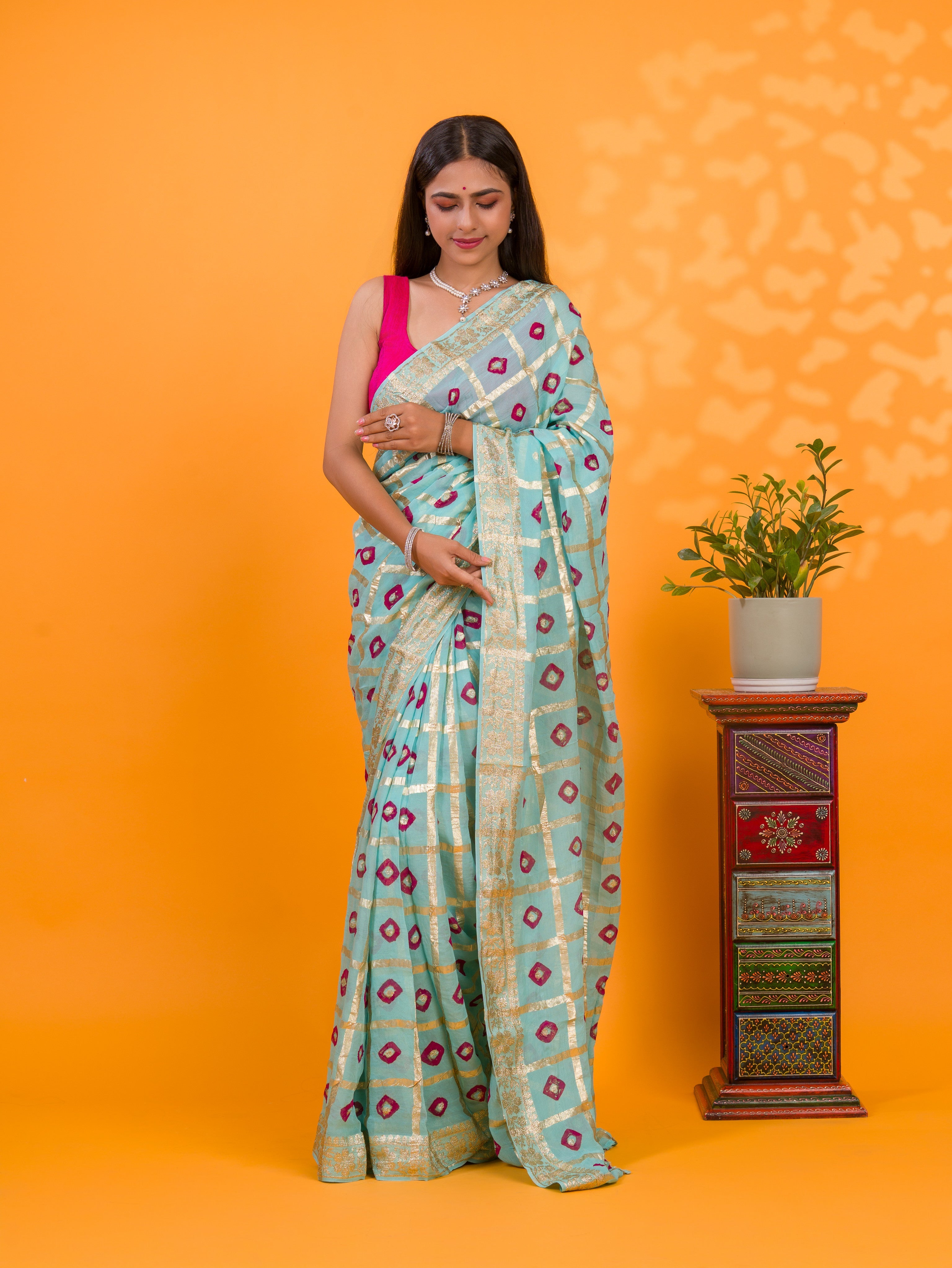 Tanmira Elegant Georgette Casual Saree with Zari Weaving CHAND