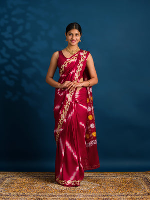 By Bandhani Saree with Gotapatti Work