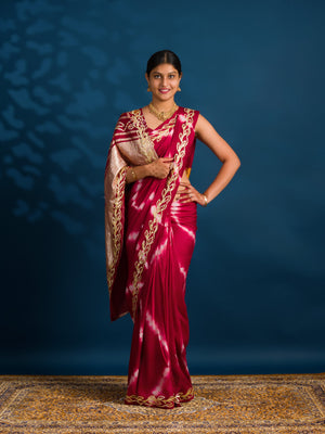 By Bandhani Saree with Gotapatti Work
