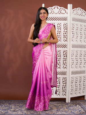By Bandhani Saree With Gotapatti Work