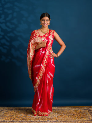 By Bandhani Saree with Gotapatti Work