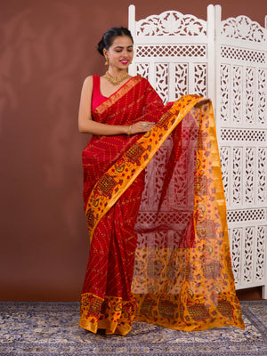 By Ghatchola Saree With Bikaneri bandhej Work