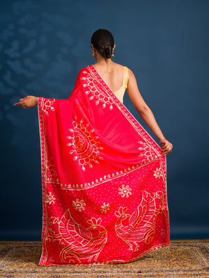 By Gaji Bandhani Saree With Wedding Wear