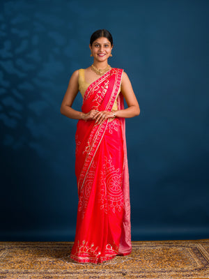 By Gaji Bandhani Saree With Wedding Wear