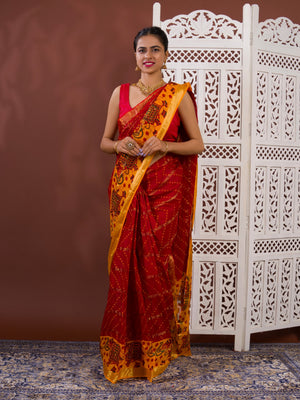 By Ghatchola Saree With Bikaneri bandhej Work