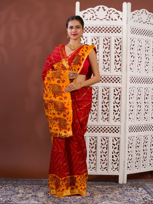 By Ghatchola Saree With Bikaneri bandhej Work