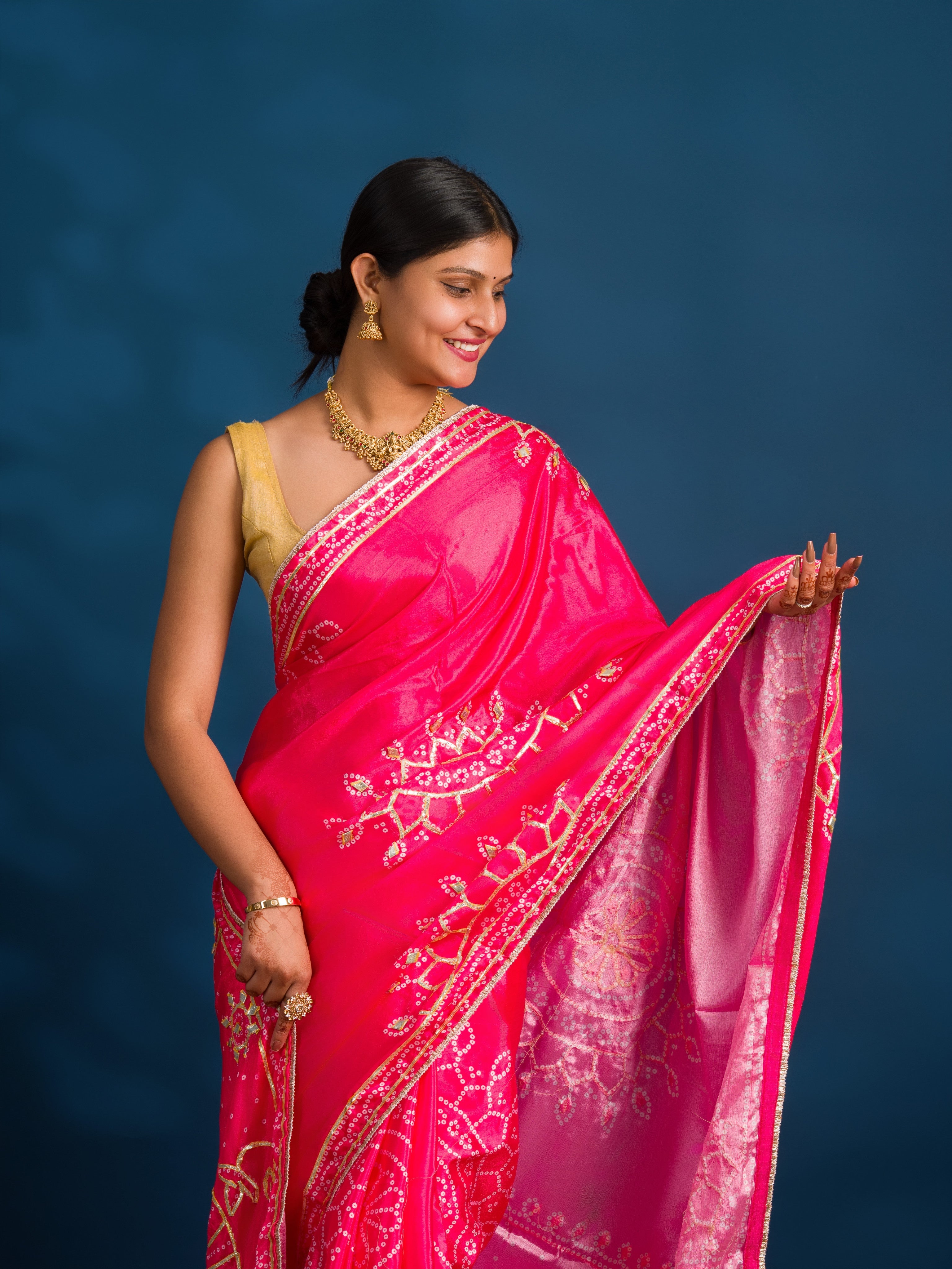 By Gaji Bandhani Saree With Wedding Wear