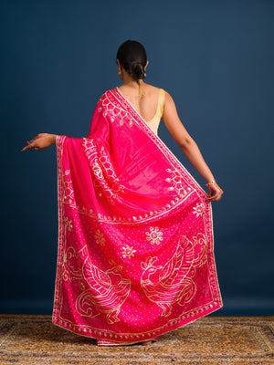 By Gaji Bandhani Saree With Wedding Wear