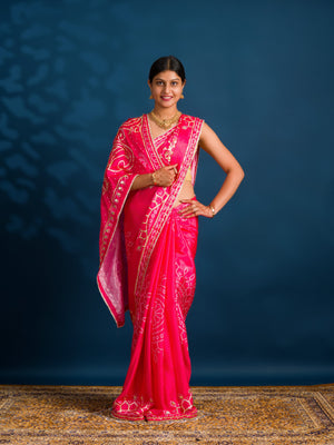By Gaji Bandhani Saree With Wedding Wear