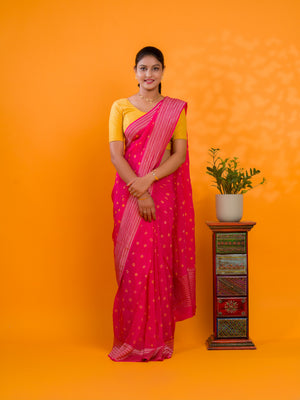 By Bandhani Saree With Traditional Wear