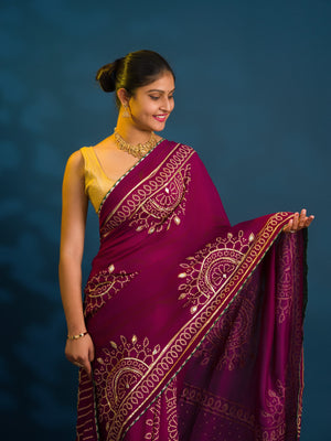 By Bandhani Saree With Traditional Wear