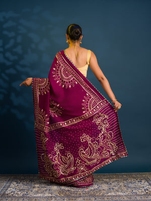 By Bandhani Saree With Traditional Wear