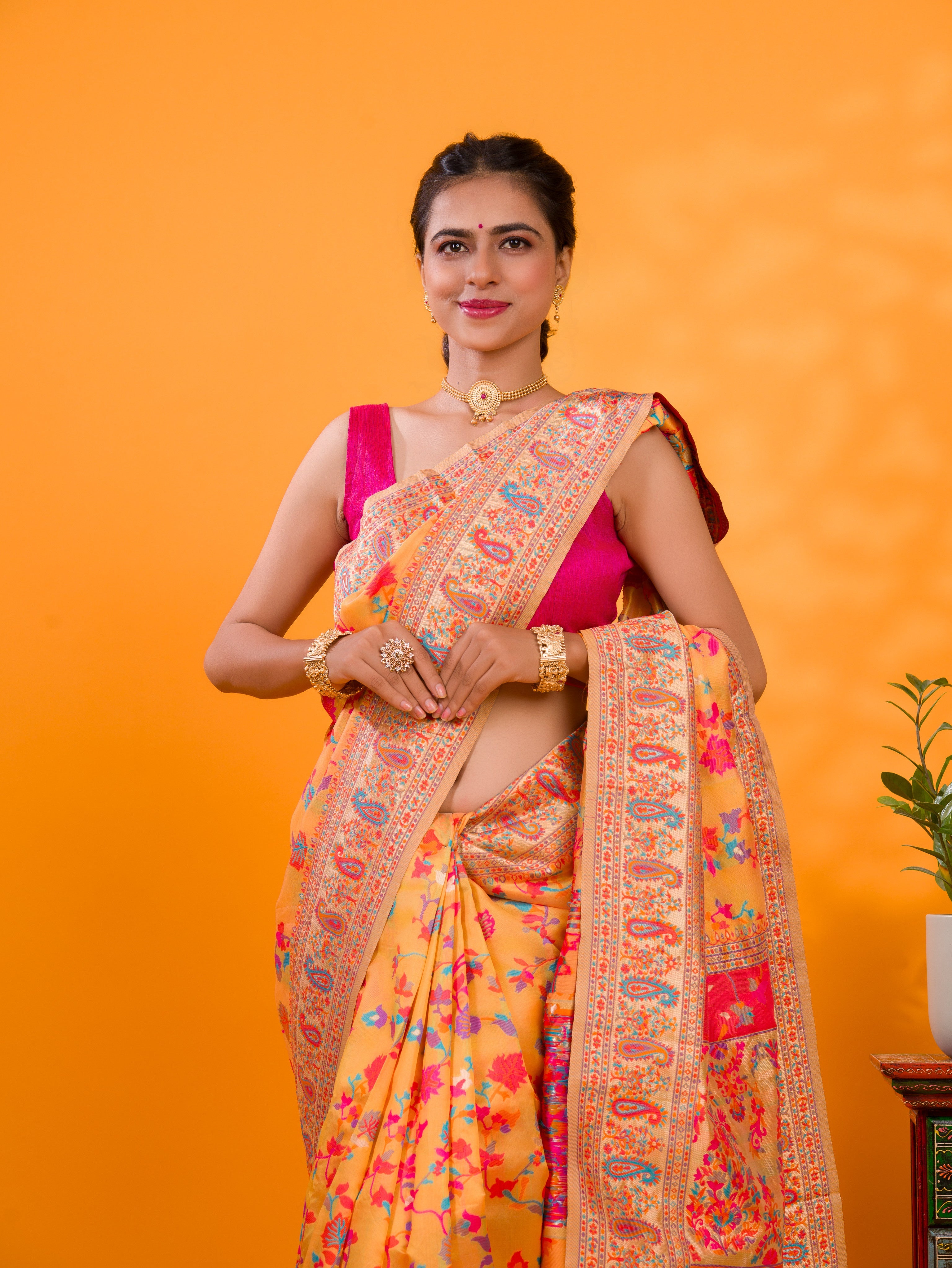 Tanmira New special Cotton Silk Kashmiri Style With Meenakari weaving work Saree SWA