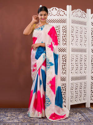By Faag Saree With Gotapatti Work