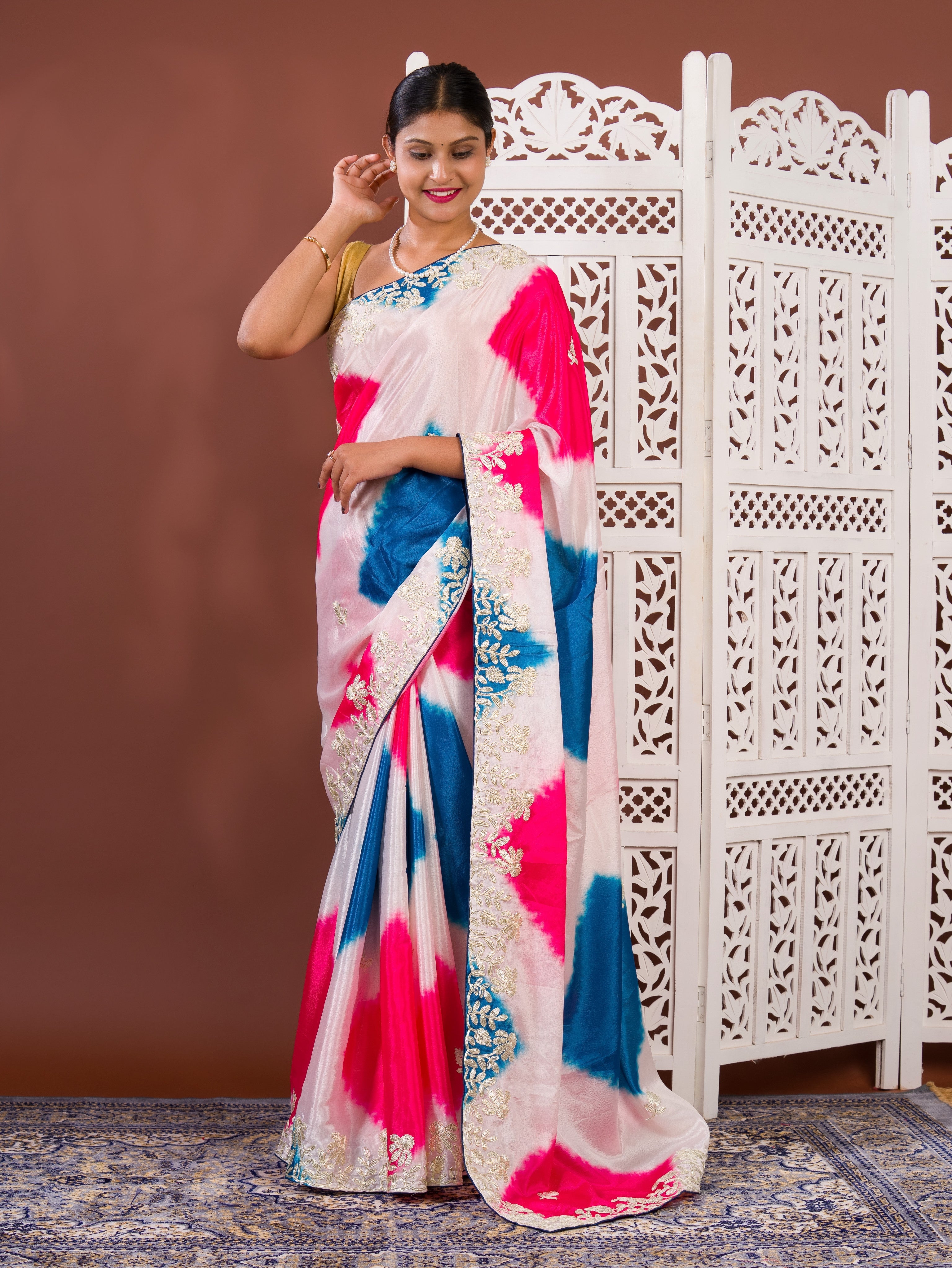 By Faag Saree With Gotapatti Work