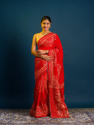 By Bandhani Saree With Traditional Wear
