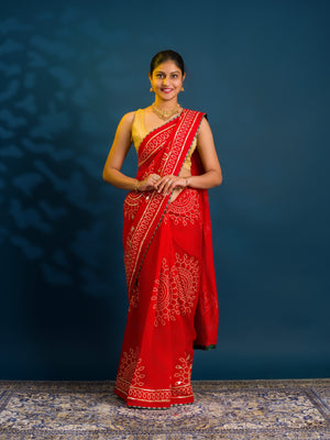 By Bandhani Saree With Traditional Wear