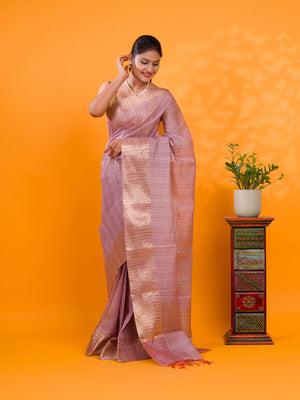 Tissue Silk Banarasi style With Zari border Work Saree