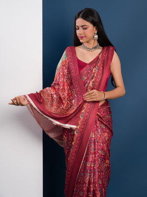 Pashmina Style With Digital Print Work Saree
