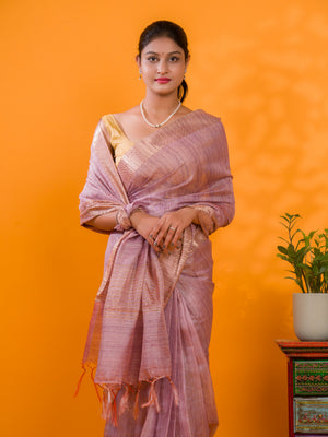 Tissue Silk Banarasi style With Zari border Work Saree