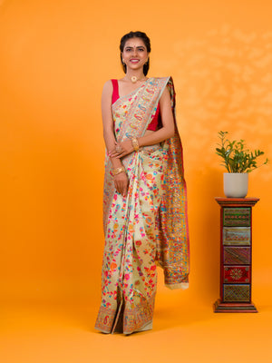 Cotton Silk Kashmiri Style With Meenakari weaving work Saree