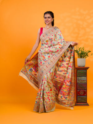 Cotton Silk Kashmiri Style With Meenakari weaving work Saree