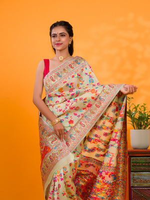 Cotton Silk Kashmiri Style With Meenakari weaving work Saree