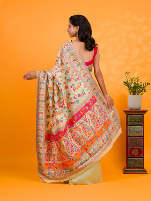 Cotton Silk Kashmiri Style With Meenakari weaving work Saree