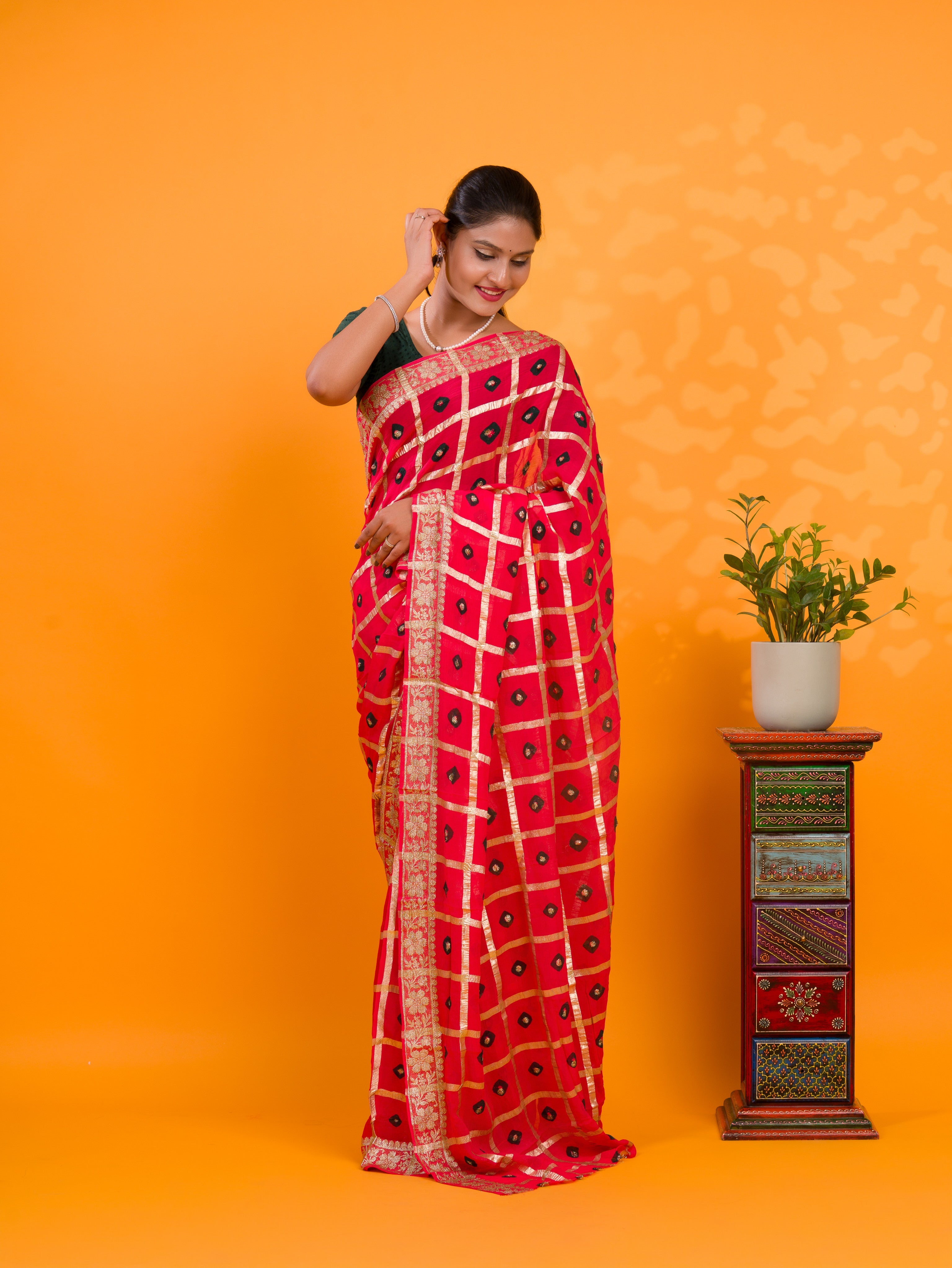 Tanmira New Elegant Georgette Casual Saree With Zari Weaving CHAND