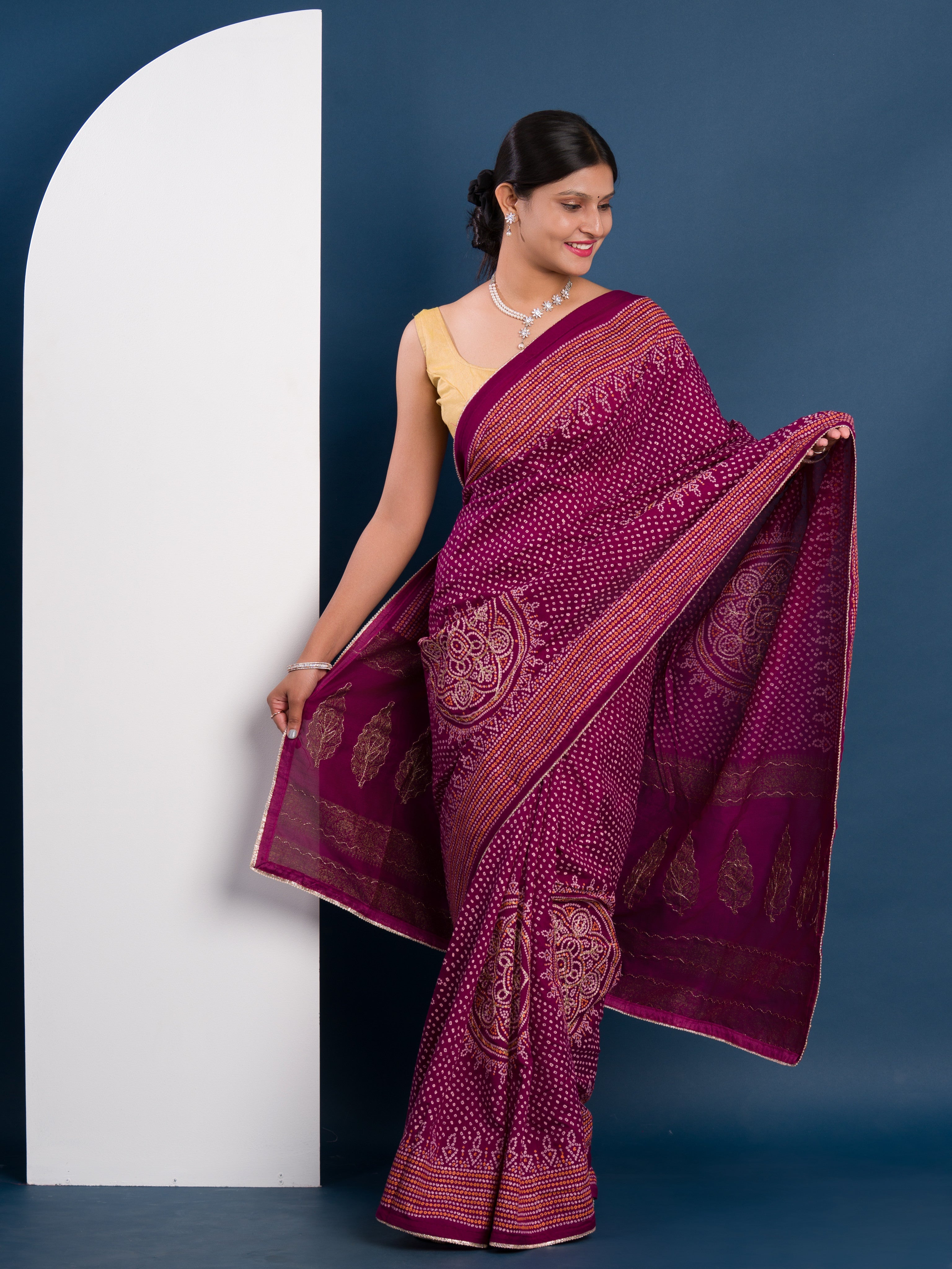 Tanmira New Modal Gaji Silk Bandhani Style With Traditional Saree SWA