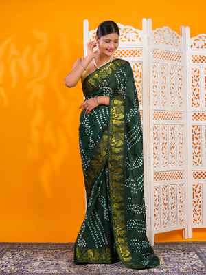 By Bandhani Saree With Festive Wear