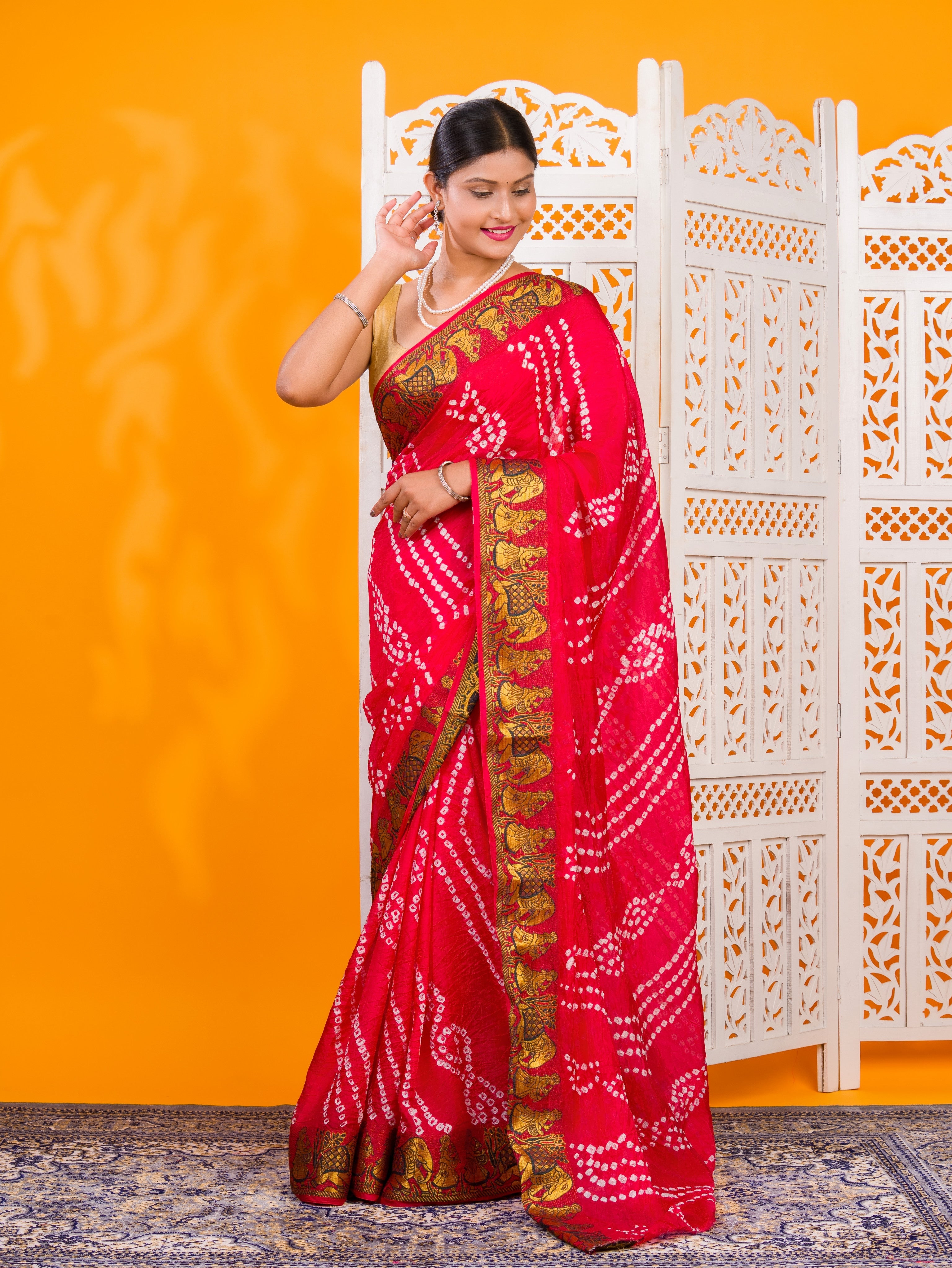 Tanmira New Elegant Art Silk Bandhani Saree for Festive Wear & Mangal Path SUL
