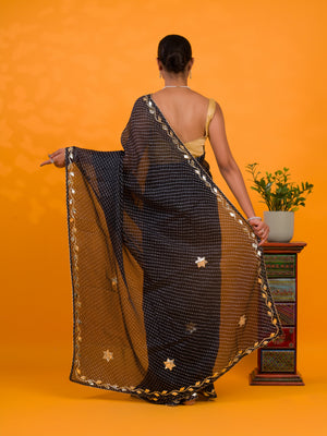 By Leheriya Style With Gotapatti Work Saree