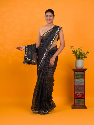 By Leheriya Style With Gotapatti Work Saree