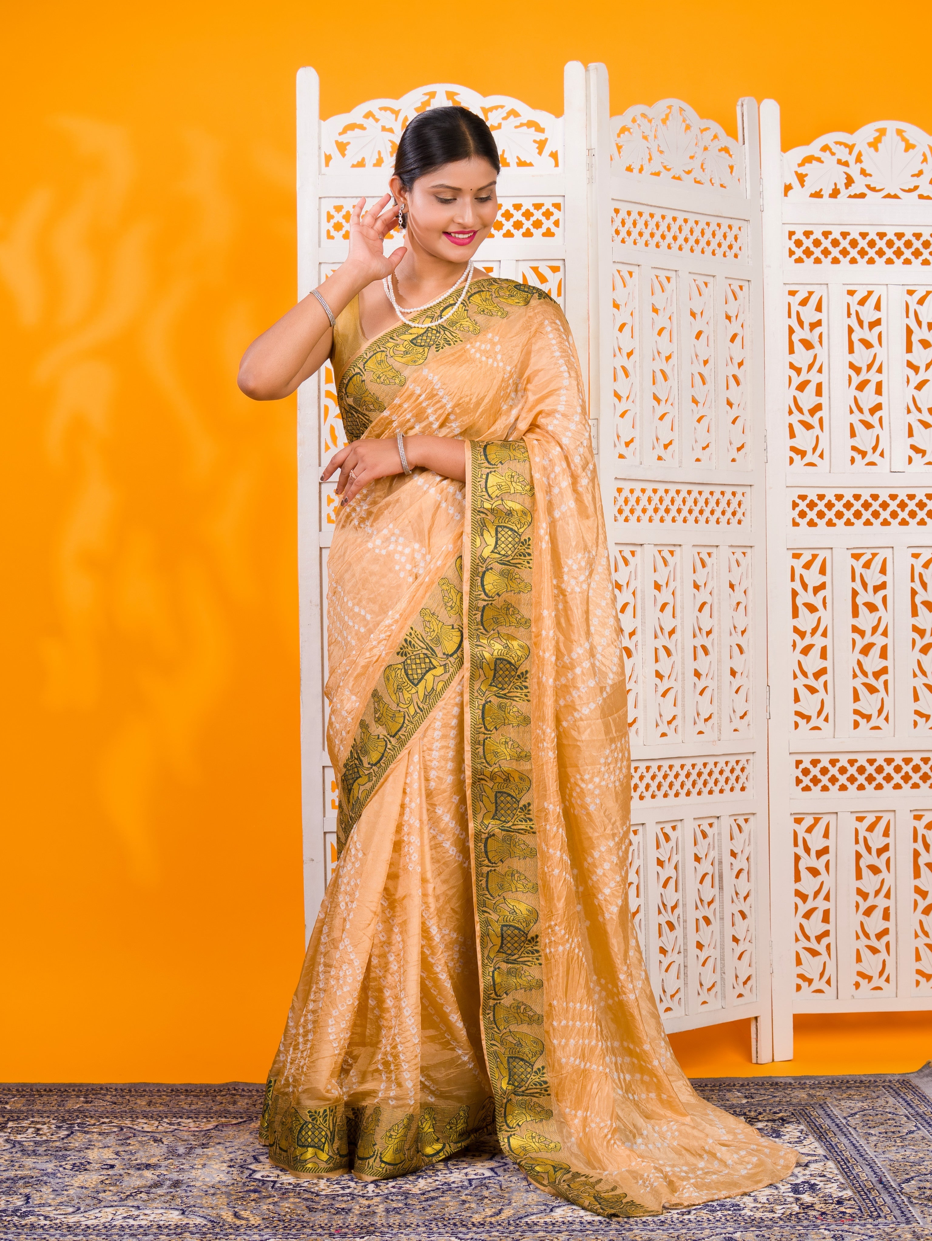 By Bandhani Saree With Festive Wear