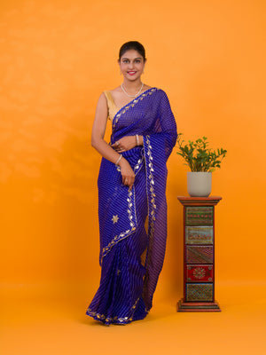 By Leheriya Style With Gotapatti Work Saree
