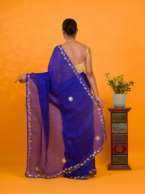By Leheriya Style With Gotapatti Work Saree