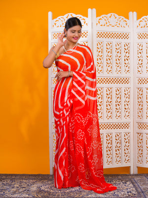 By Leheriya Saree With Casual Wear