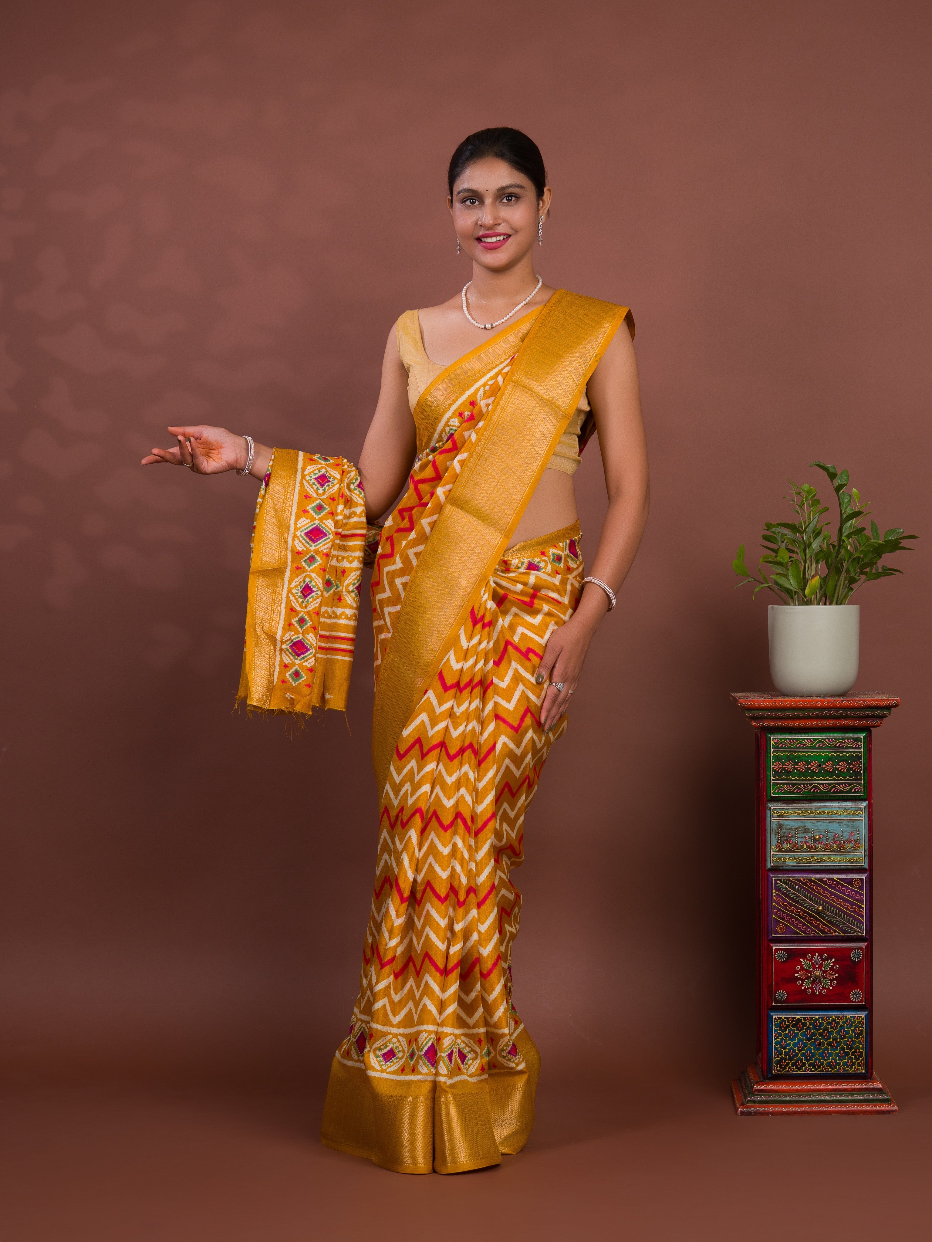 Tanmira New Beautiful Cotton Silk Printed Style With Daily Wear Yellow Saree STL