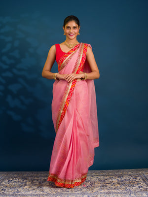 By New One Embroidery Bandhani Border Kota Doriya Saree