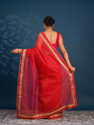By New One Embroidery Bandhani Border Kota Doriya Saree