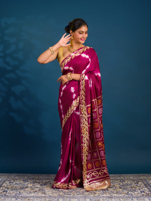 By Beautiful Bandhani Saree with Gotapatti Work