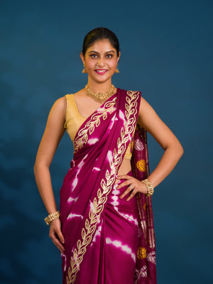 By Beautiful Bandhani Saree with Gotapatti Work