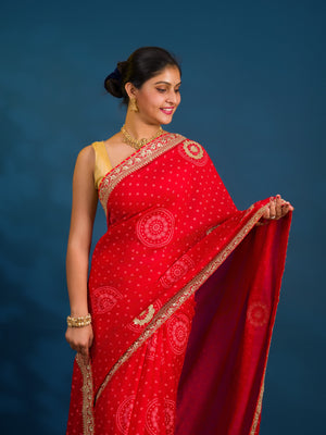 By Bandhani Saree With Wedding Wear
