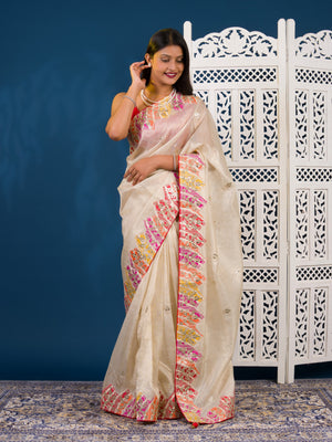 By Kota Doria Saree With Traditional Wear